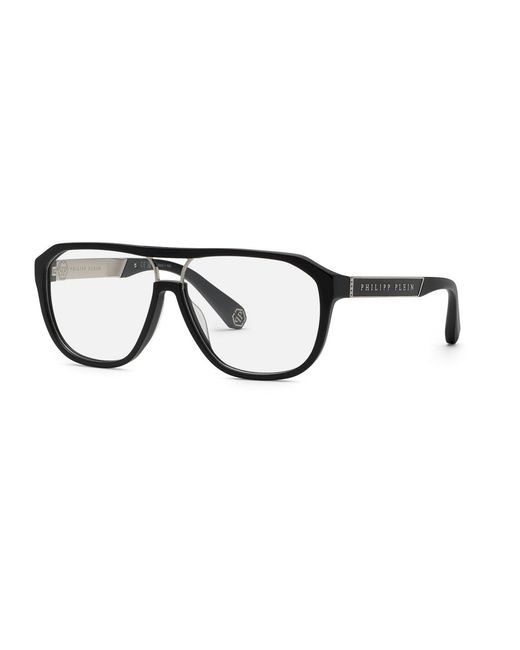 Philipp Plein Black Vpp118M Plein Military 703 Optical Frames Acetate Geometric for men