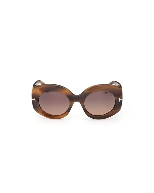 Tom Ford Black Ft1346 Claudette-02 55T Sunglasses Acetate Bordeaux Round Normal