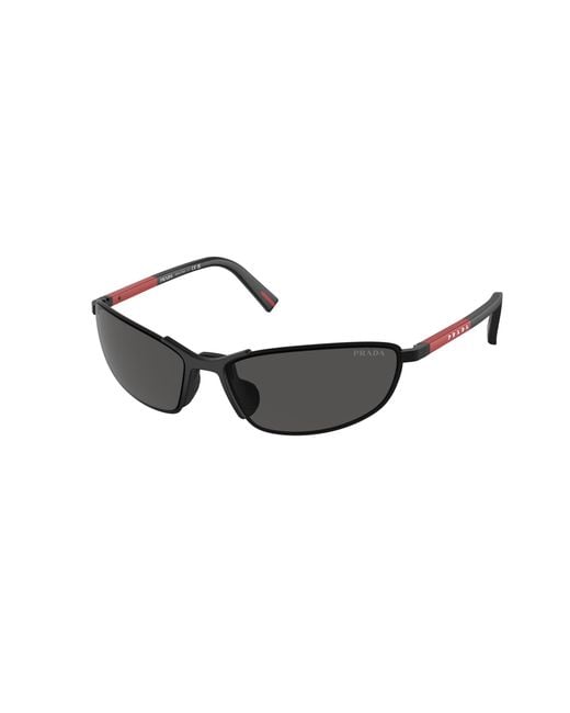 Prada Linea Rossa Black Ps 55Zs 1Bo06F Sunglasses Metal Geometric Normal for men