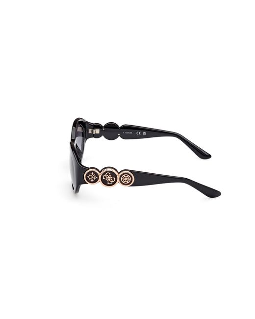 Guess Black Gu00198-H 01B Sunglasses Injected Smoke Round Normal