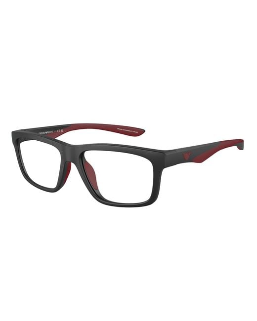Emporio Armani Black Ea3220U 5001 Optical Frames Injected Transparent Pillow Normal for men