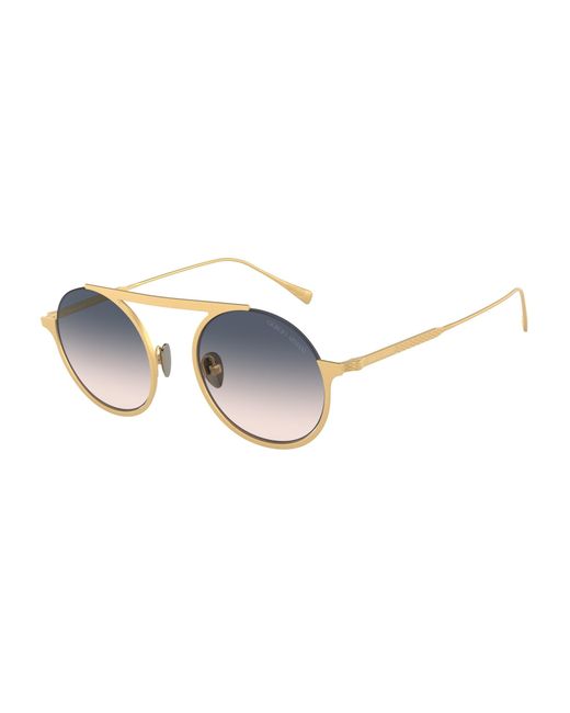 Giorgio Armani Black Ar6146 3350I9 Sunglasses Steel Round Normal Shaded