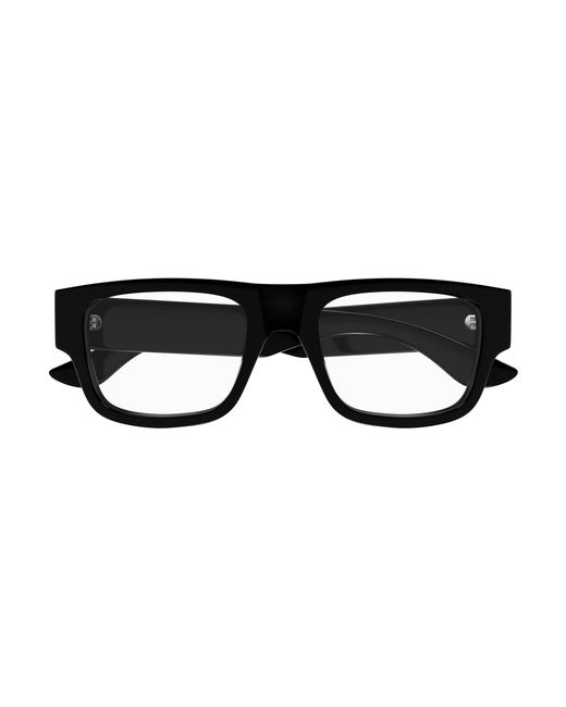 McQueen Black Am0511O 001 Optical Frames Acetate Transparent Squared for men