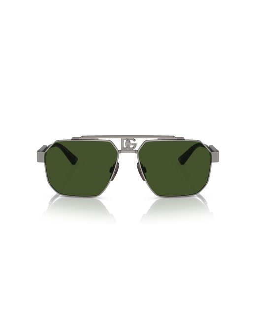 Dolce & Gabbana Green Dg2294 04/71 Sunglasses Steel Pilot Normal for men