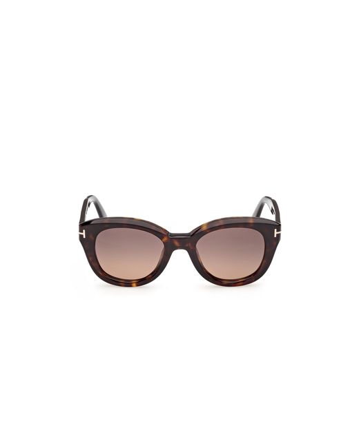 Tom Ford Black Ft1344 Nika-02 52T Sunglasses Acetate Bordeaux Round Normal