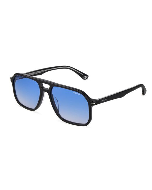Police Black Spln21 Champ 8 700 Sunglasses Acetate Squared Normal Nuanced for men