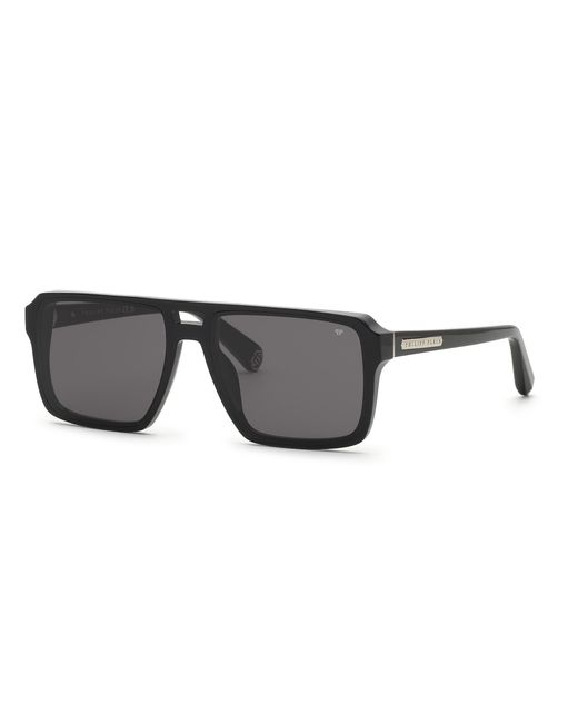 Philipp Plein Black Spp211 Plein Essential 700Y Sunglasses Acetate Smoke Squared Normal for men