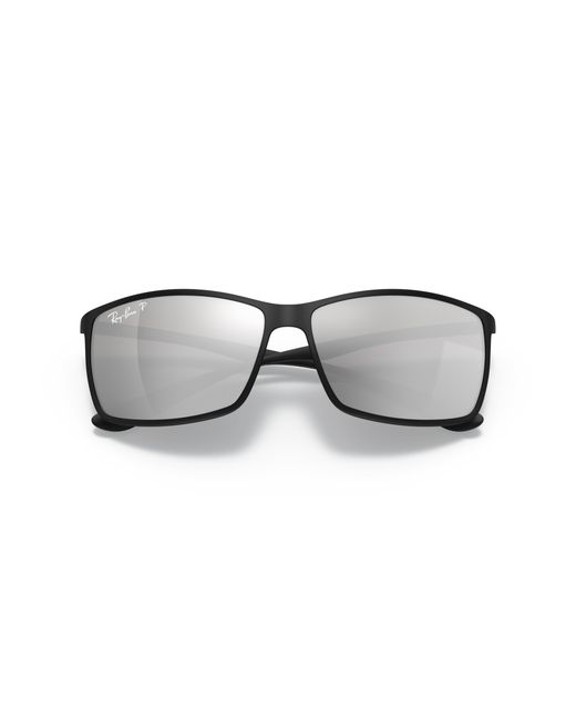 Ray-Ban Rb4179 Liteforce Square Sunglasses, Matte Black/polarized Silver Gradient Mirror, 62 Mm for men