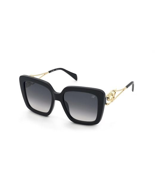 Blumarine Black Sbm891 700 Sunglasses Acetate Smoke Squared Normal Shaded