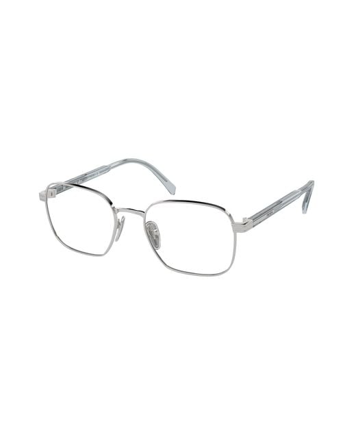 Prada Black Pr A55V 16T1O1 Optical Frames Metal Transparent Squared Normal for men