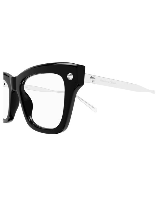 McQueen Black Am0484O 001 Optical Frames Acetate Transparent Squared