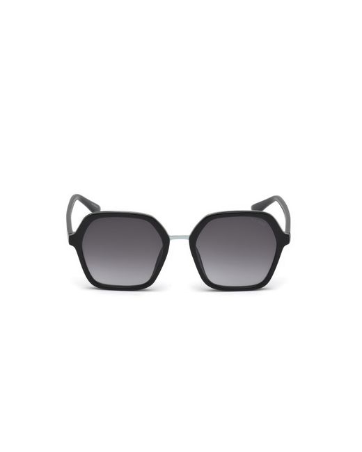 Guess Black Gu7557 01B Sunglasses Injected Smoke Geometric Normal Shaded