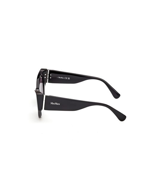 Max Mara Black Mm0192 01A Sunglasses Acetate Smoke Cat Eye Normal