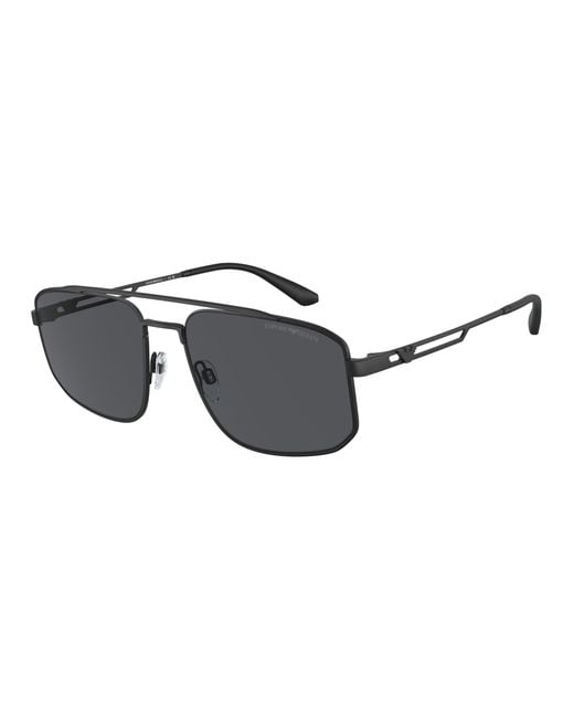Emporio Armani Black Ea2139 300187 Sunglasses Metal Squared Normal for men