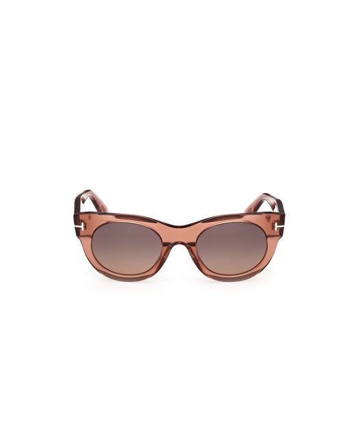 Tom Ford Brown Ft1315 Marine-02 45T Sunglasses Acetate Bordeaux Round Normal