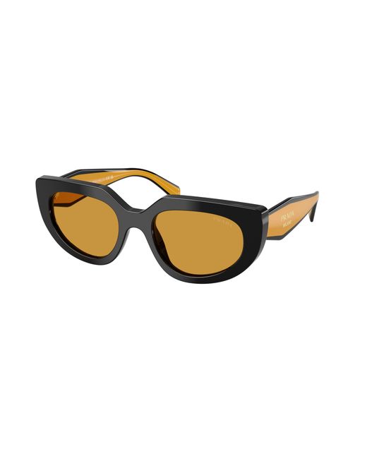 Prada Black Pr D02S 02K50P Sunglasses Acetate Ocher Round Normal