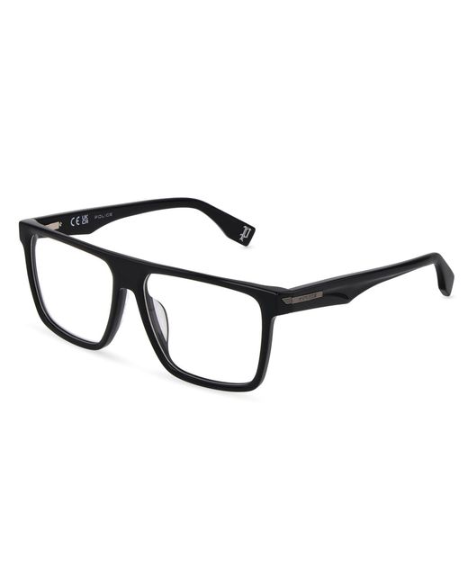 Police Black Vplu57 Nerve 4 700 Optical Frames Acetate Squared for men