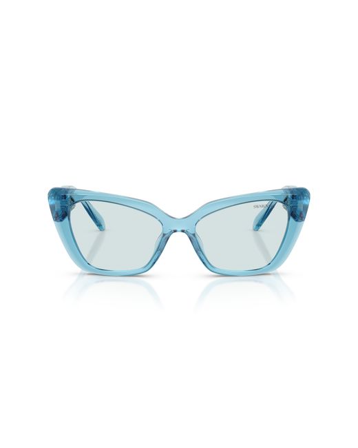 Swarovski Blue Sk6047 107872 Sunglasses Injected Cat Eye Photochromic