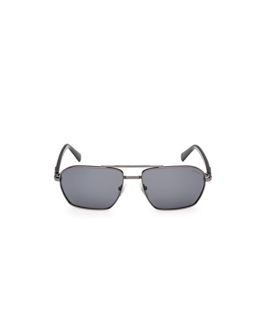 Guess Black Gu00301 08D Sunglasses Metal Smoke Squared Polarized for men