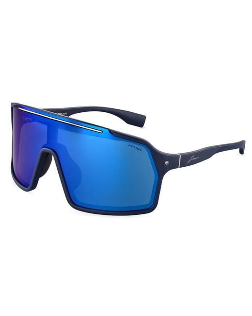Police Black Splu84 Zac 1 R22B Sunglasses Injected Smoke Mask Water Repellent Mirrored for men