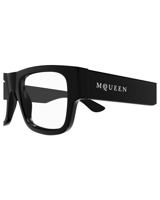 McQueen Black Am0511O 001 Optical Frames Acetate Transparent Squared for men