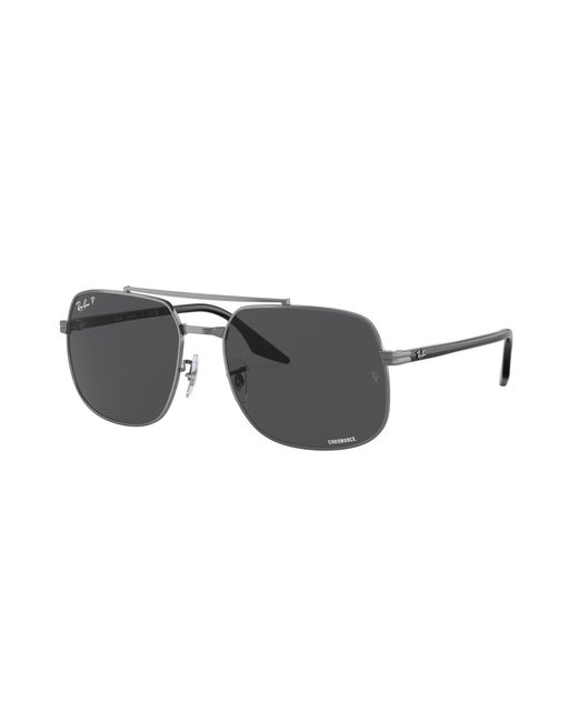 Ray-Ban Black Polarized Dark Grey Square Sunglasses