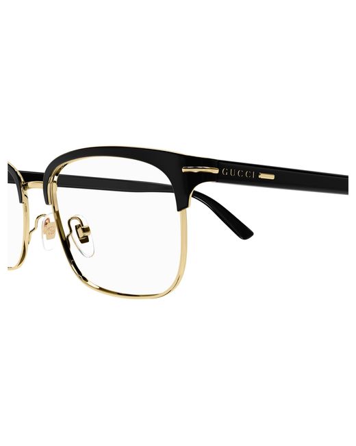 Gucci Black Gg1448O 003 Optical Frames Metal Transparent Squared for men