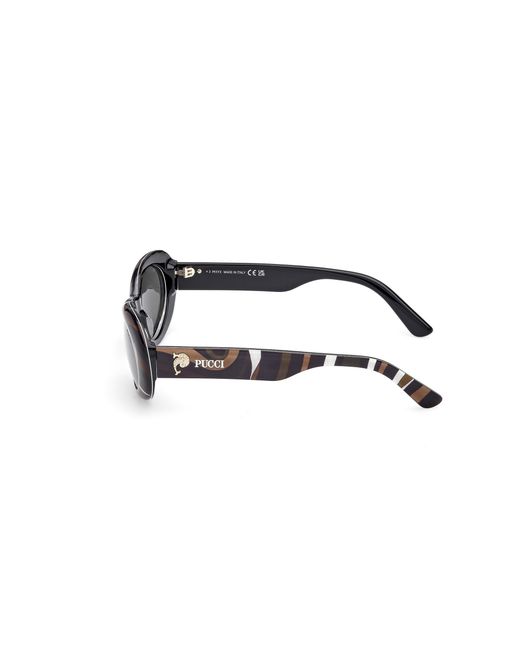 Emilio Pucci Black Ep0234 99A Sunglasses Acetate Smoke Round Normal