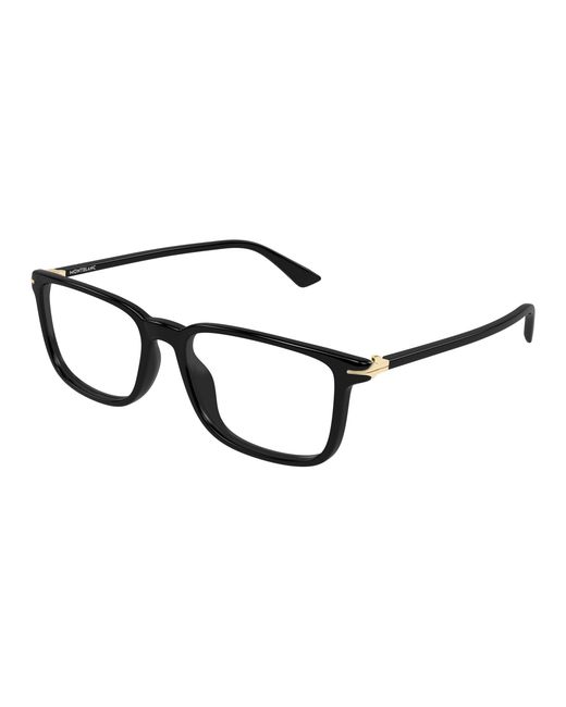 Montblanc Black Mb0437O 007 Optical Frames Acetate Transparent Squared for men