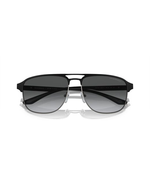 Emporio Armani Black Ea2144 336511 Sunglasses Metal Pilot Polarized Shaded for men