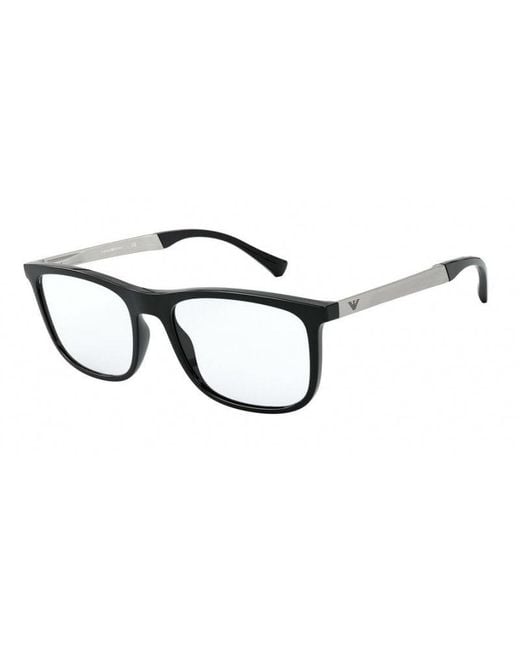 Emporio Armani Black Ea3170 5001 Optical Frames Injected Transparent Squared Normal for men