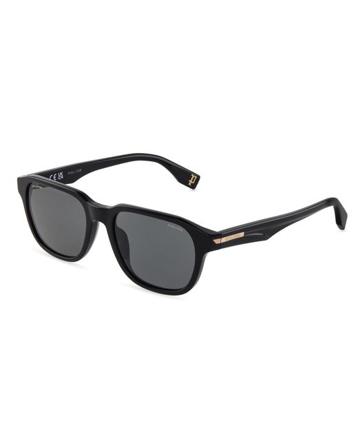 Police Black Splu67 Nerve 1 700P Sunglasses Acetate Smoke Squared for men