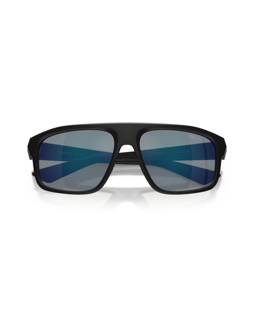 Prada Linea Rossa Black Ps B02S 1Bo08F Sunglasses Injected Geometric Mirror for men