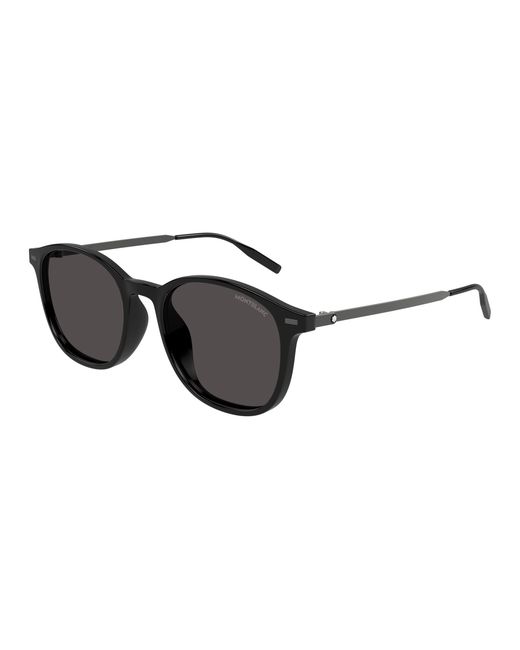 Montblanc Black Mb0454Sa 001 Sunglasses Injected Round for men