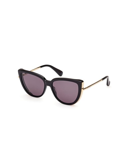 Max Mara Black Mm0095 Liz1 01A Sunglasses Acetate Smoke Cat Eye Normal