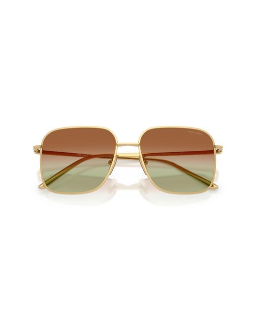Prada Black Pr C54Sd 5Ak70T Sunglasses Metal Squared Normal Nuanced