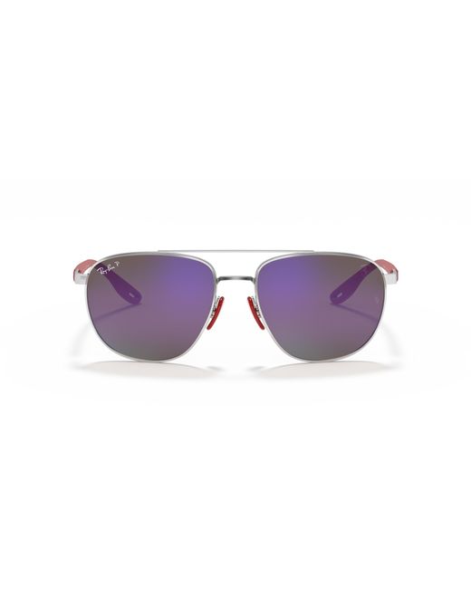 Ray-Ban Black Sunglasses Man Rb3659m Scuderia Ferrari Collection - Silver Frame Blue Lenses Polarized 57-17 for men