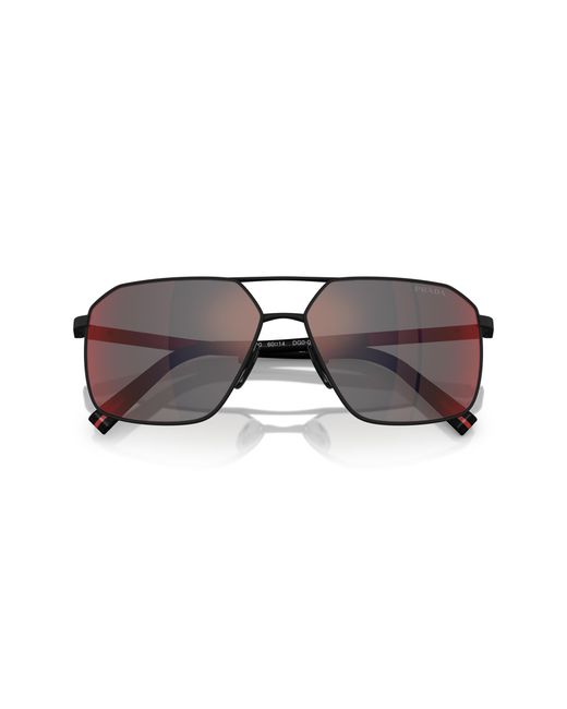 Prada Linea Rossa Black Ps A50S Dg008F Sunglasses Metal Geometric Mirrored for men