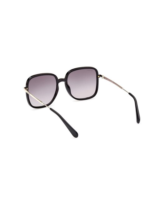 MAX&Co. Black Mo0083 01B Sunglasses Injected Smoke Squared Normal Shaded