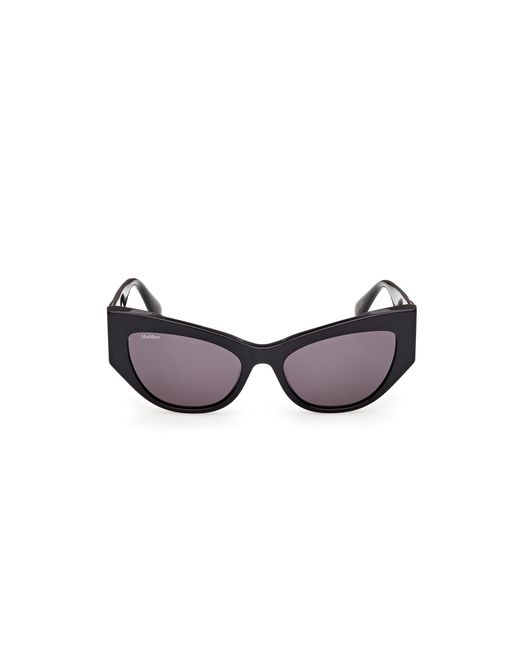 Max Mara Black Mm0192 01A Sunglasses Acetate Smoke Cat Eye Normal