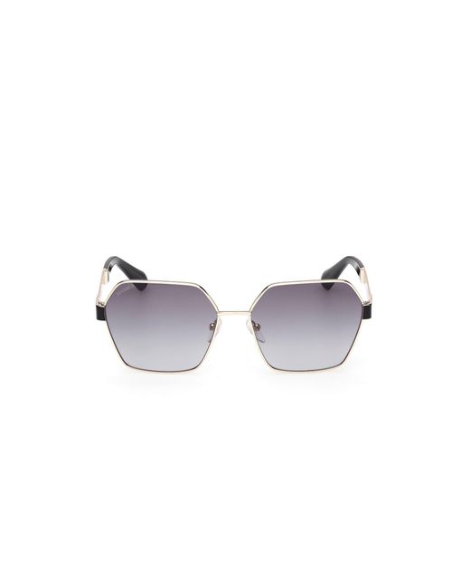 MAX&Co. Black Mo0141 32B Sunglasses Metal Smoke Geometric Normal