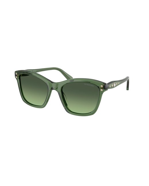 Swarovski Green Sk6063 10852A Sunglasses Acetate Squared Normal Nuanced