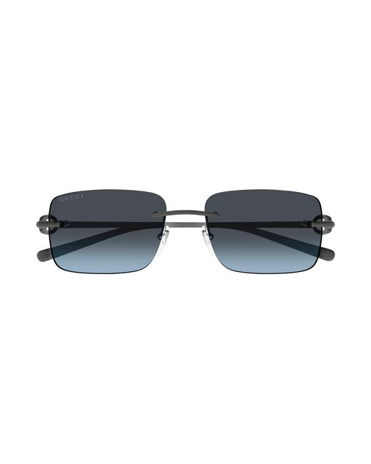 Gucci Black Gg1703S 006 Sunglasses Metal Squared for men
