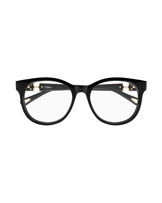 Chloé Black Ch0375O 001 Optical Frames Acetate Transparent Round