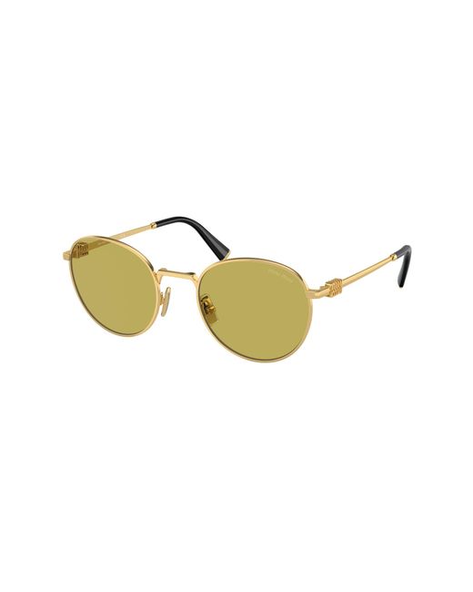 Miu Miu Black Mu 55Zs 5Ak07O Sunglasses Metal Round Normal
