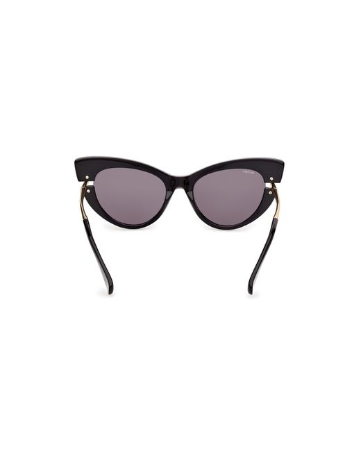 Max Mara Black Mm0187 01A Sunglasses Acetate Smoke Cat Eye Normal