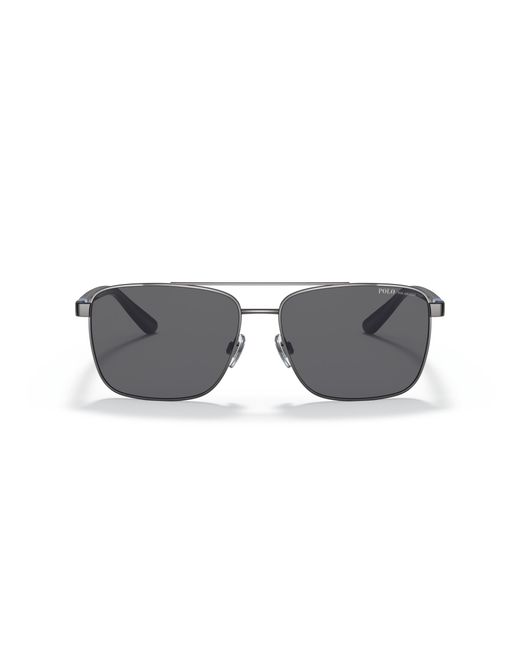 Polo Ralph Lauren Black Ph3137 900281 Sunglasses Metal Squared Polarized for men