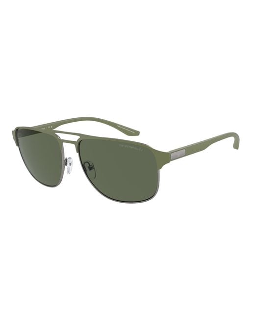 Emporio Armani Green Ea2144 336771 Sunglasses Metal Pilot Normal for men