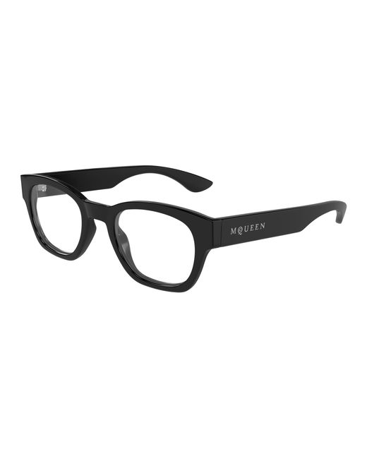 McQueen Black Am0530O 005 Optical Frames Acetate Transparent Round for men