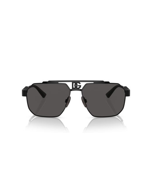 Dolce & Gabbana Black Dg2294 01/87 Sunglasses Steel Pilot Normal for men